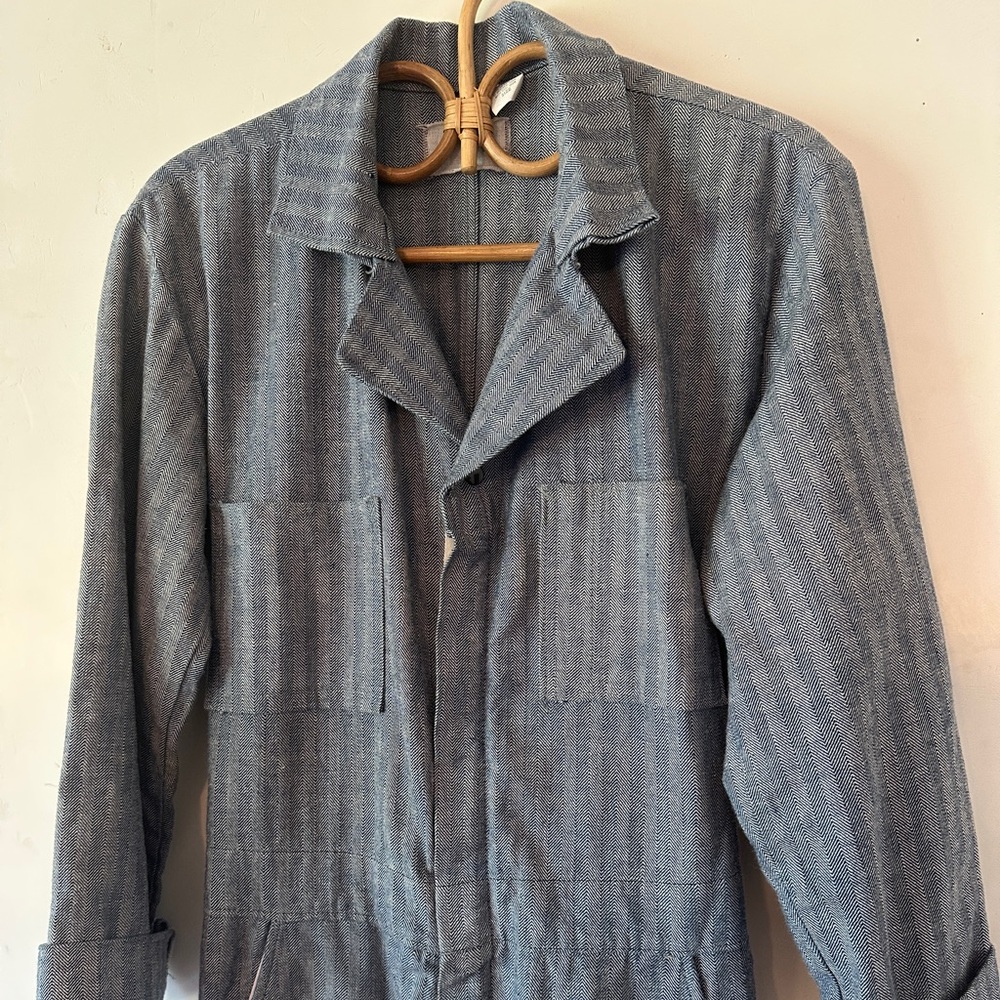 Vintage Military Jumpsuit. Herringbone pattern. In vintage used condition